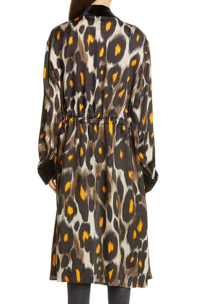 R13 Leopard Print Velvet Trim Robe Jacket, Alternate, color, 