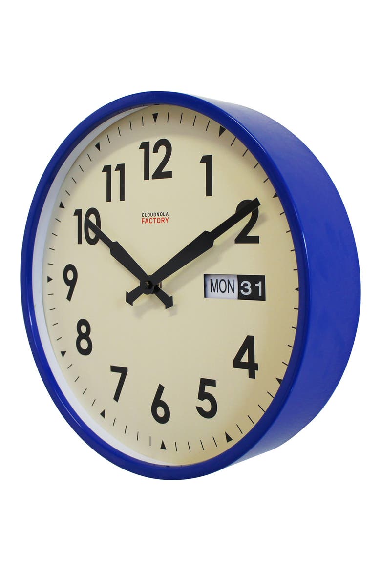 Date & Time Wall Clock, Alternate, color, BLUE