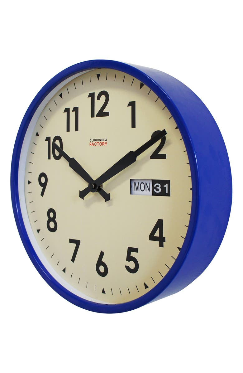 CLOUDNOLA Date & Time Wall Clock, Alternate, color, Blue