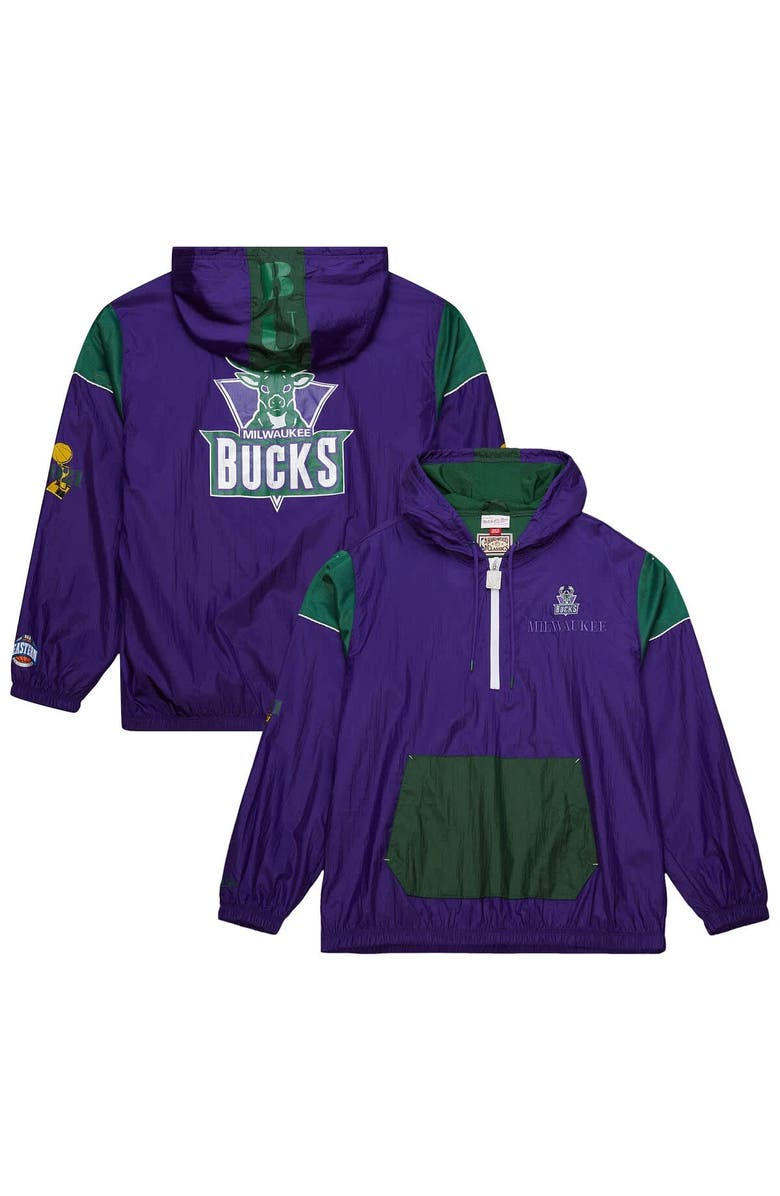 Mitchell & Ness Unisex Mitchell & Ness  Purple Milwaukee Bucks Hardwood Classics Team OG 3.0 Anorak Half-Zip Windbreaker Jacket, Alternate, color, Purple