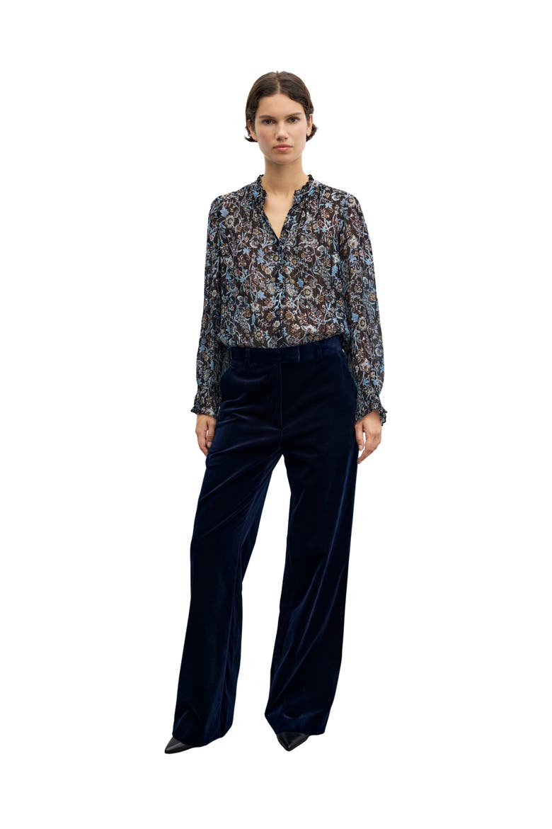 Mya Velvet Wide Leg Pants, Alternate, color, Navy Blue