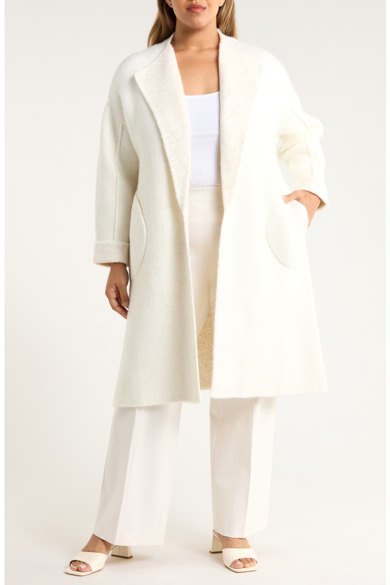 Wing Collar Sweater Coat, Main, color, WHITE DOVE HEATHER