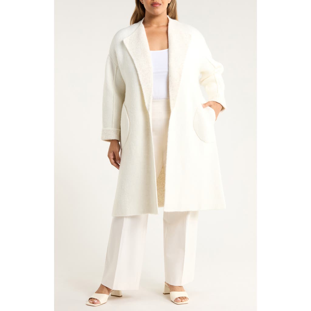 Anne Klein Wing Collar Sweater Coat In White
