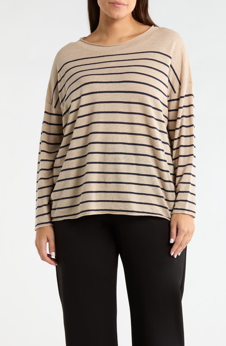 Eileen Fisher Organic Linen & Organic Cotton Crewneck Sweater, Main, color, Ink