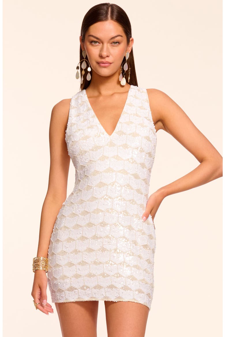 Ari Geometric Sequin Cocktail Minidress, Alternate, color, IVORY SEQUIN