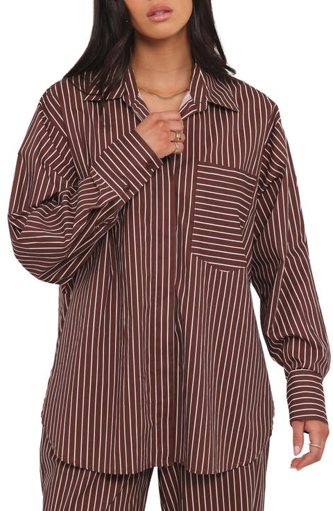 Darya Stripe Oversize Cotton Button-Up Shirt