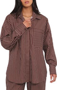 Petal & Pup Darya Stripe Oversize Cotton Button-Up Shirt