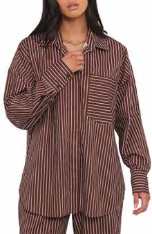 Petal & Pup Darya Stripe Oversize Cotton Button-Up Shirt