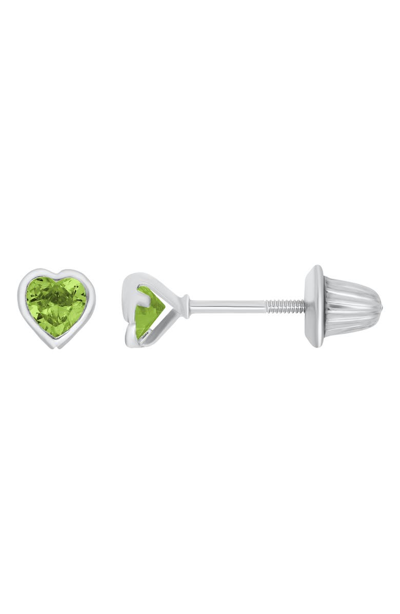 Mignonette Kids' August Birthstone Stud Earrings, Main, color, Green