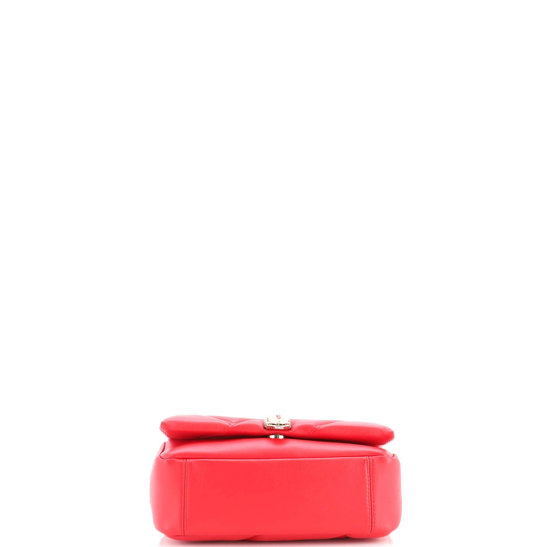 Serpenti Cabochon Messenger Bag Diagonal Quilted Leather Small, Alternate, color, Red