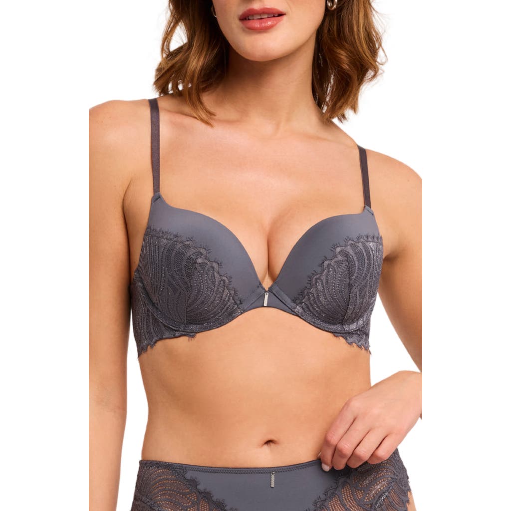 Montelle Intimates Nights Out Prodigy Metallic Underwire Push-up Bra In Blue