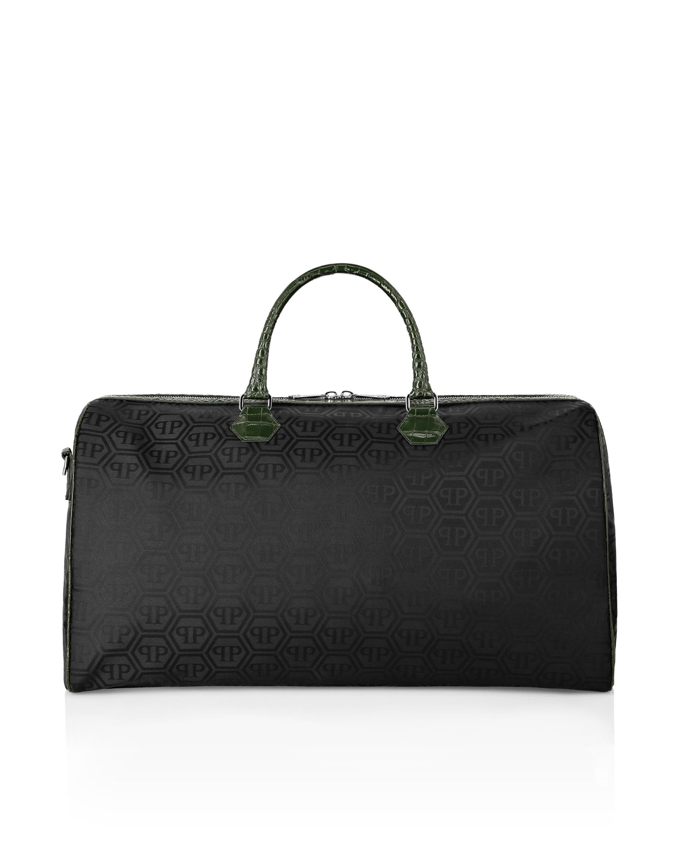 Nylon Weekend Bag Monogram Men, Alternate, color, black