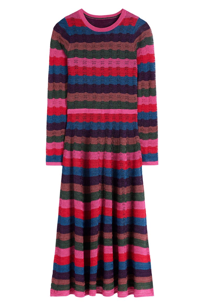 Metallic Wave Long Sleeve Knit Dress, Alternate, color, MULTI STRIPE