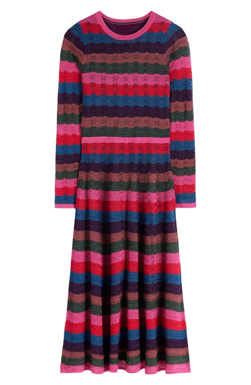 Boden Metallic Wave Long Sleeve Knit Dress In Multi