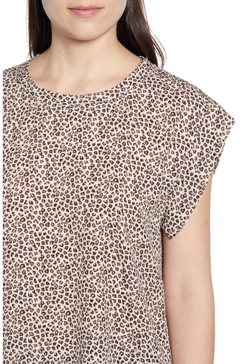 Print Oversize Cap Sleeve Top, Alternate, color, ANIMALISTIC PRINT