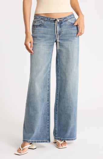 Low Rise Drawstring Wide Leg Jeans
