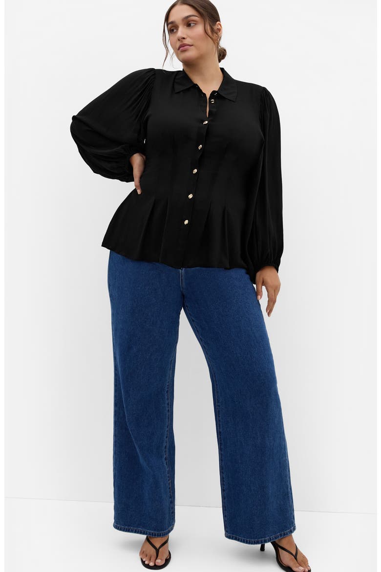 Piper Puff Shoulder Shirt, Alternate, color, BLACK