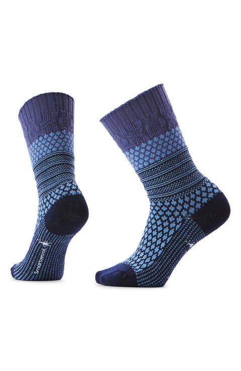 Everyday Cozy Popcorn Cable Merino Wool Blend Crew Socks