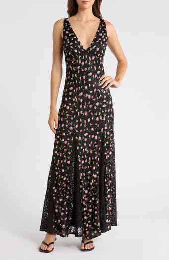 Genevieve Ditsy Floral Plunge Neck Midi Dress