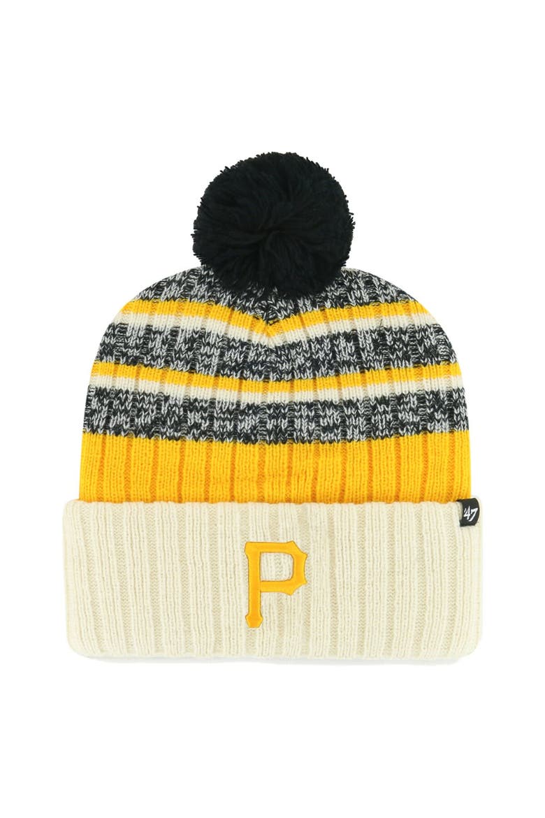 Men's '47 Natural Pittsburgh Pirates Tavern Cuffed Knit Hat with Pom, Main, color, Natural
