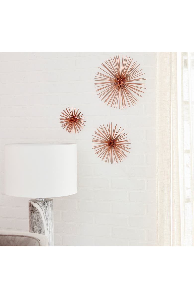 COSMO BY COSMOPOLITAN Copper Metal 3D Starburst Wall Decor - Set of 3, Alternate, color,