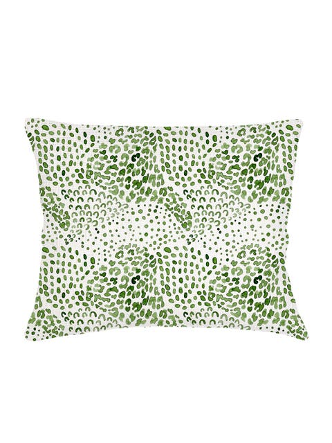 Green Cheetah Velvet Pillow with Down Insert