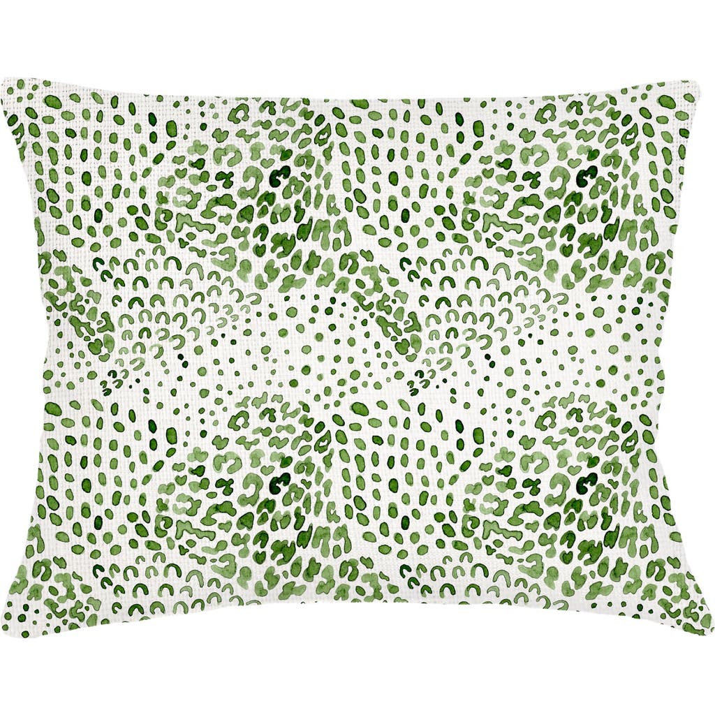 Anaya Green Cheetah Velvet Pillow With Down Insert In Green