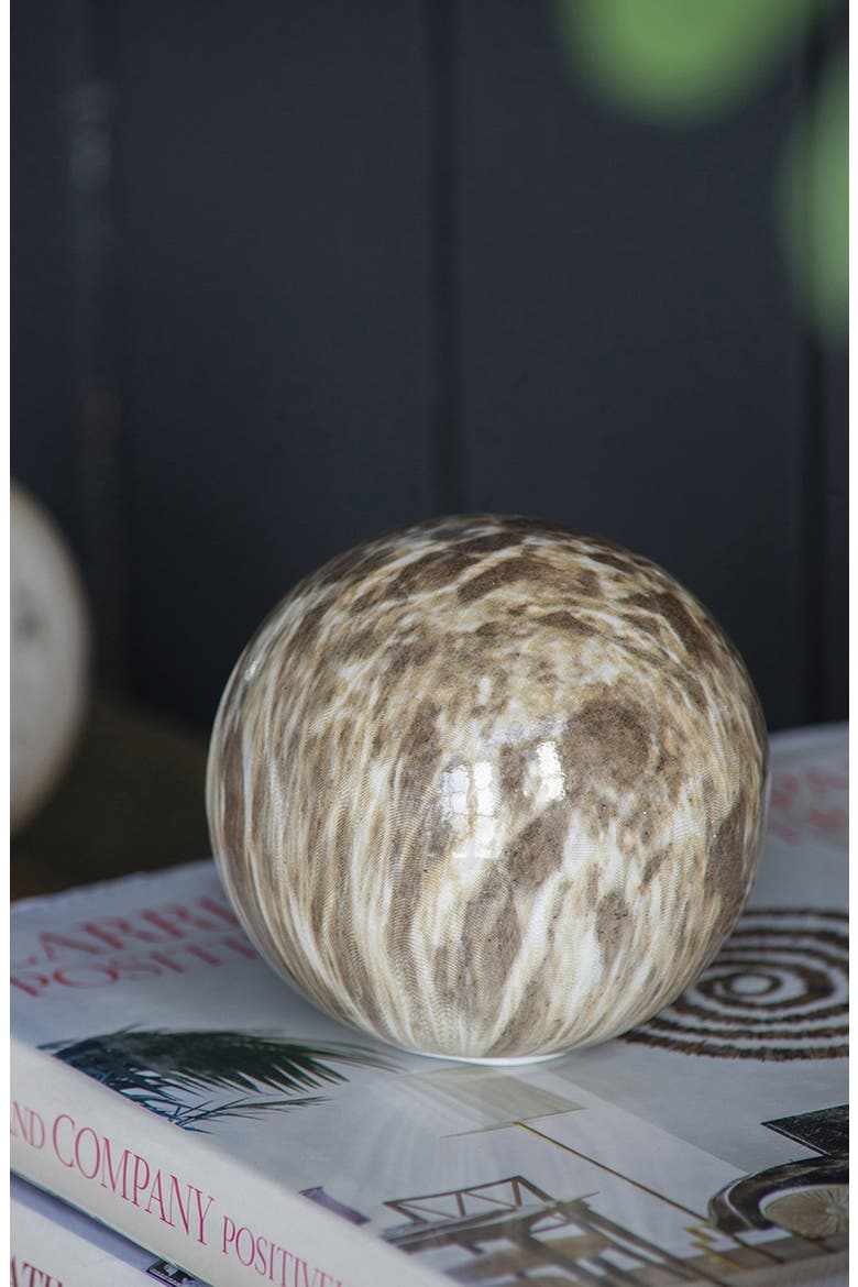Set of 6 Marble Ceramic Ball Accents, Alternate, color, GRAY