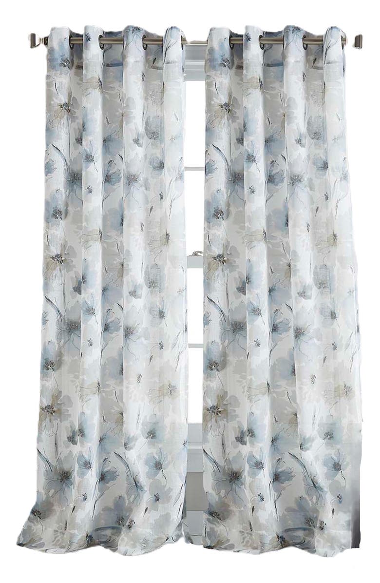 DKNY Modern Bloom Curtain Panel, Main, color, Linen