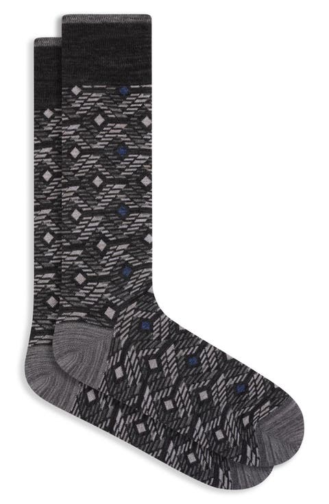 Diamond Cotton Blend Dress Socks