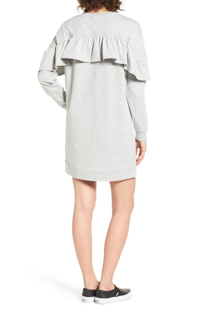 Ruffle Sweatshirt Dress, Alternate, color, HEATHER GRAY