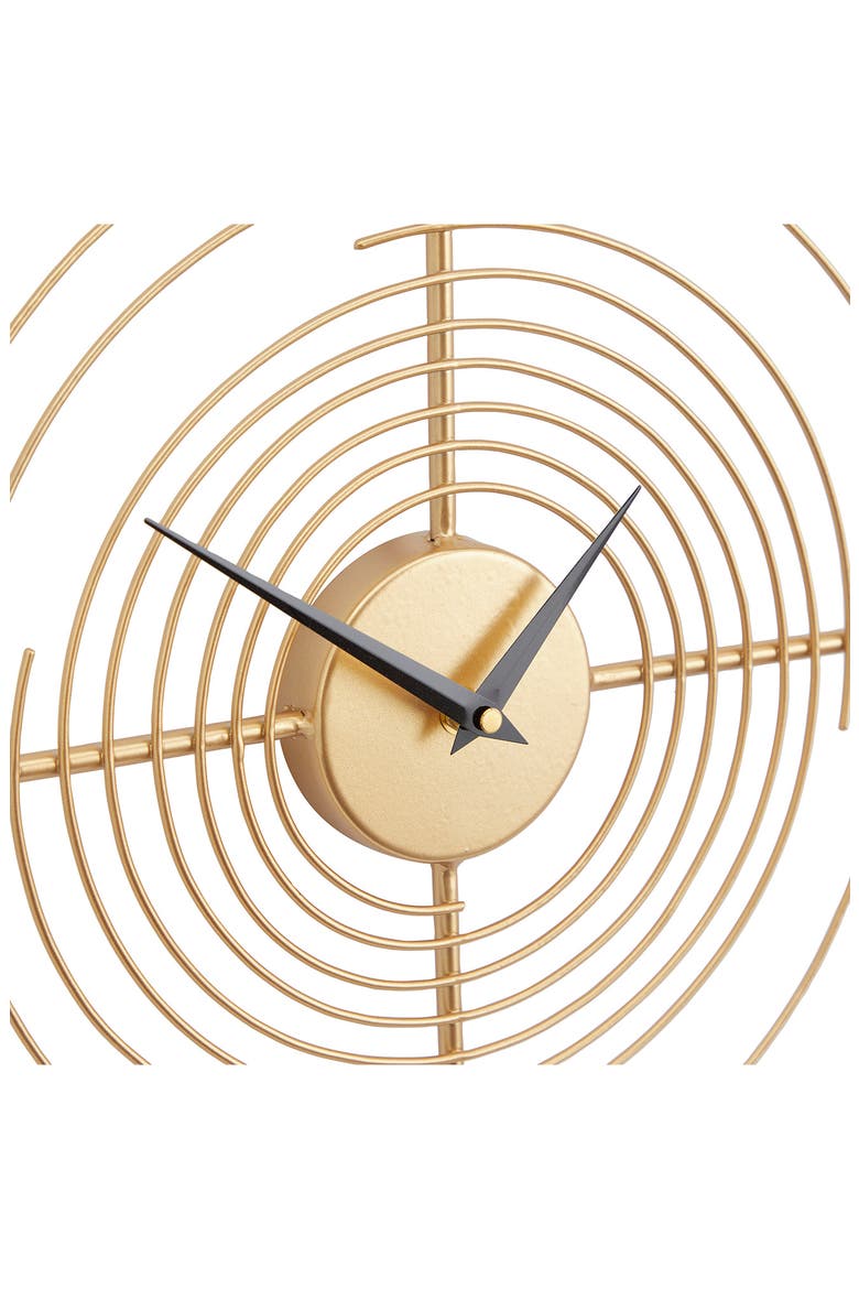 Goldtone Metal Open Frame Swirl Wall Clock, Alternate, color, GOLD