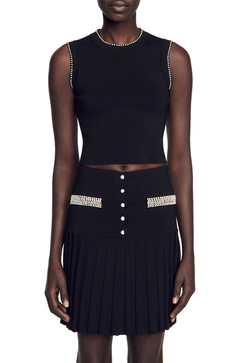 SANDRO Gilda Button Front Knit Skirt, Alternate, color, 