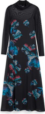 Desigual Long Sleeve Floral Print Dress
