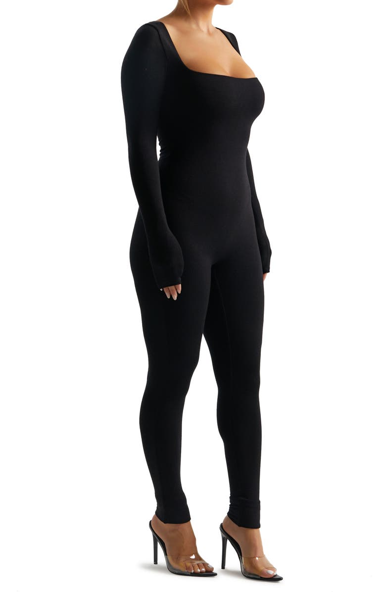 Naked Wardrobe Square Neck Long Sleeve Jumpsuit, Alternate, color, 