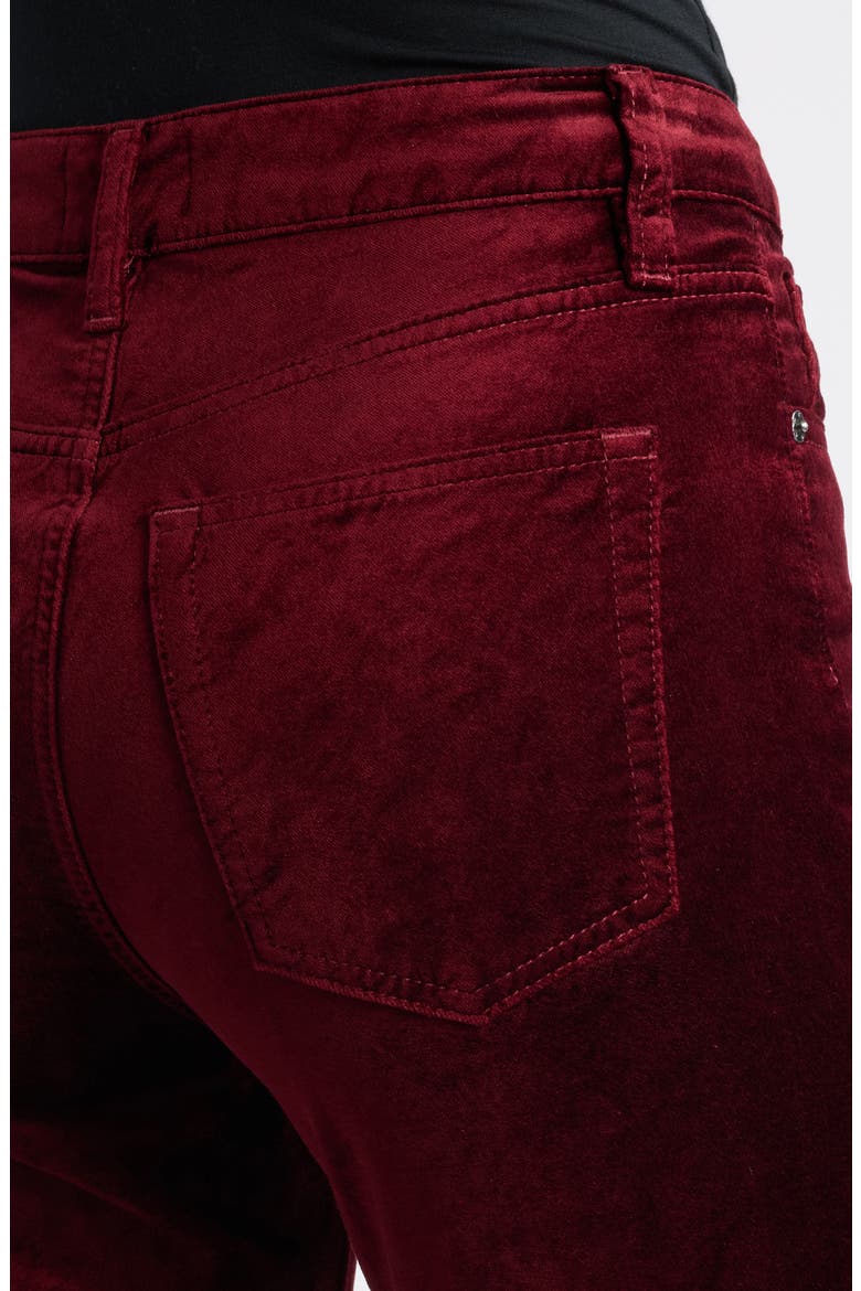 High Waist Bootcut Velvet Jeans, Alternate, color, DEEP GARNET