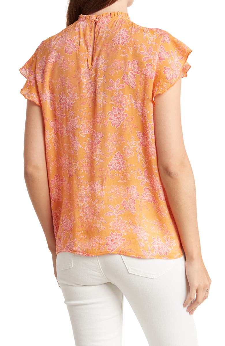 Nanette Lepore Floral Print Flutter Sleeve Blouse, Alternate, color, 