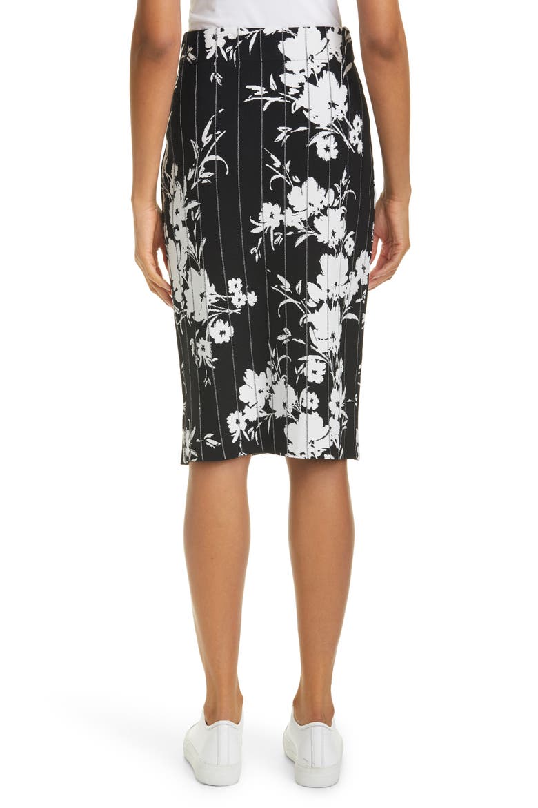 Silhouette Floral Pencil Skirt, Alternate, color, BLACK/WHITE