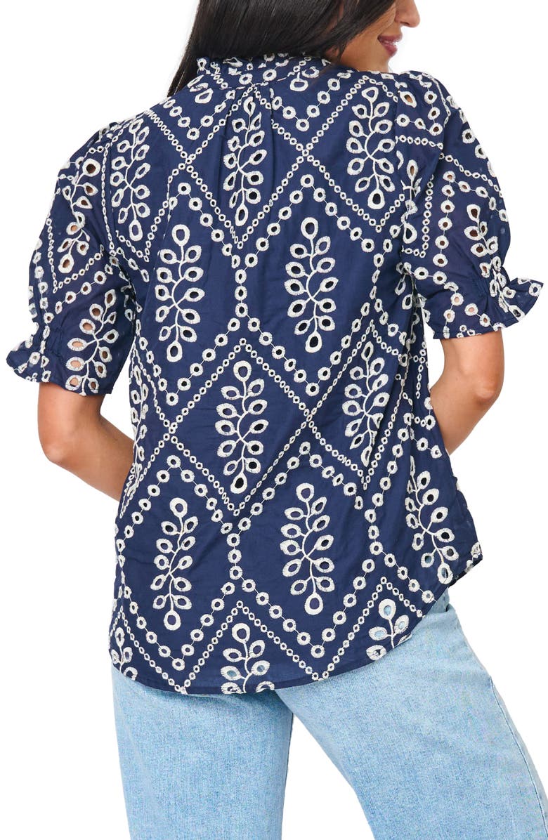 GIBSONLOOK Dianthus Puff Sleeve Cotton Top, Alternate, color, 