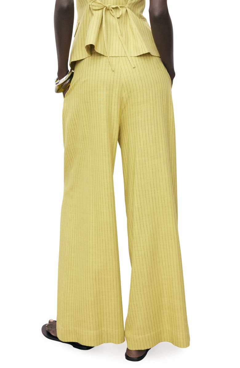 MANGO Luce Stripe Wide Leg Pants, Alternate, color, Lime