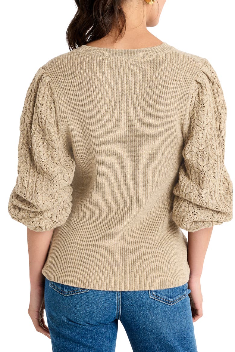 Phoebe Pointelle Sweater, Alternate, color, HEATHER CAMEL