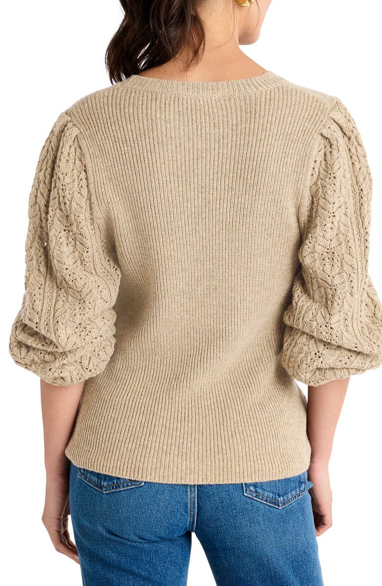 Splendid Phoebe Pointelle Sweater, Alternate, color, Heather Camel