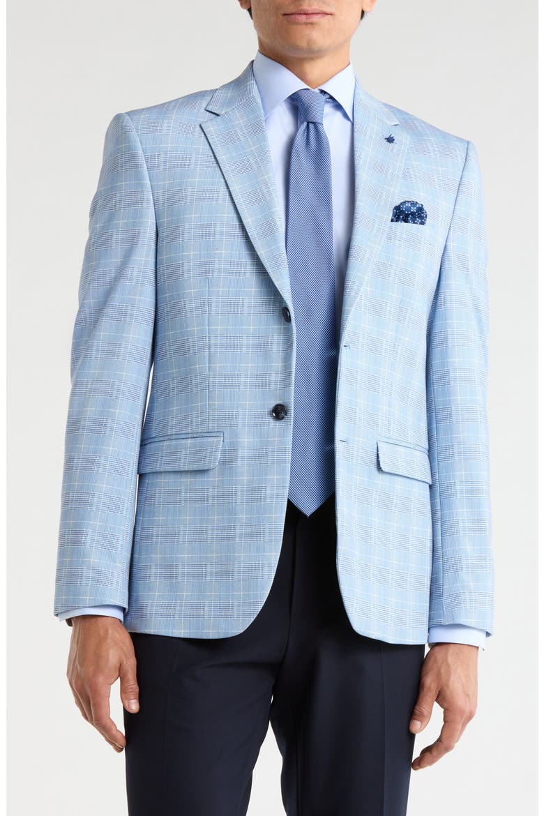 Plaid Blazer, Main, color, LIGHT BLUE