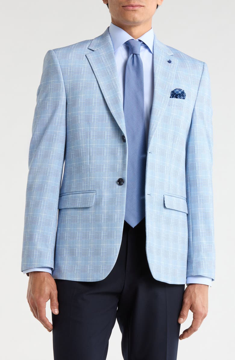 SOUL OF LONDON Plaid Blazer, Main, color, Light Blue