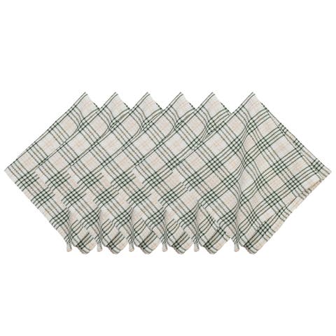 Sage & Gold Plaid 100% Cotton Set of 6 Cloth Napkins