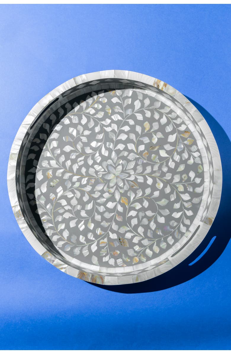 GAURI KOHLI Jodhpur Round Tray, Main, color, Grey