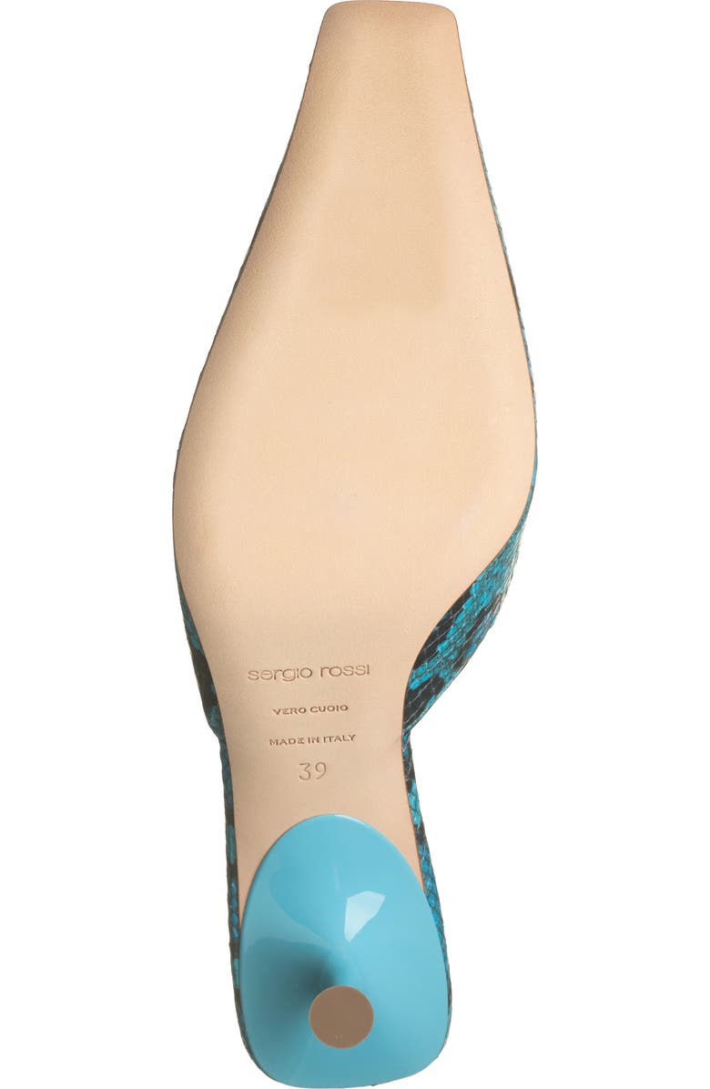 Sergio Rossi Snakeskin Embossed Leather Kitten Heel Mule, Alternate, color,