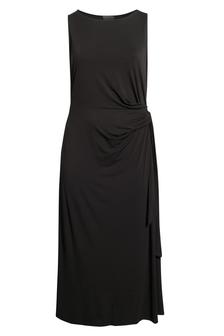 Amary Tie Waist Knit Midi Dress, Alternate, color, BLACK
