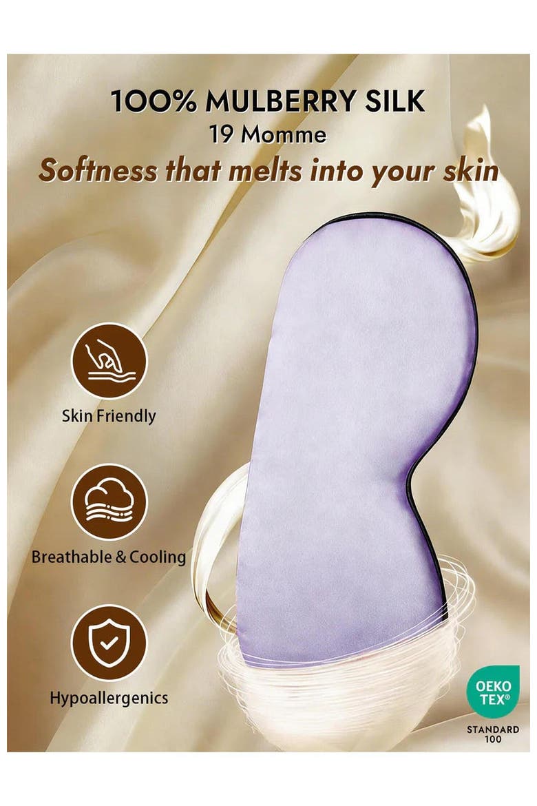 Pure Silk Elastic Band Sleep Eye Mask, Alternate, color, Lavender