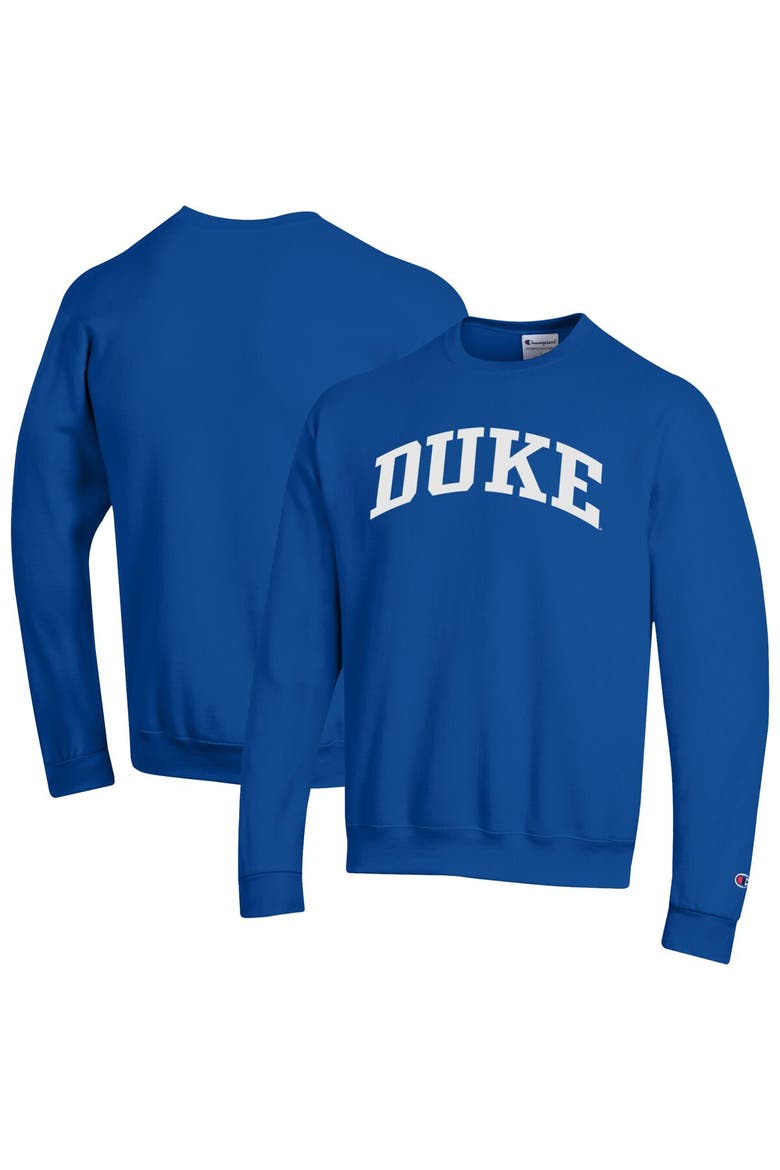 Men's Champion  Royal Duke Blue Devils Basic Arch Fleece Pullover Sweatshirt, Main, color, Royal